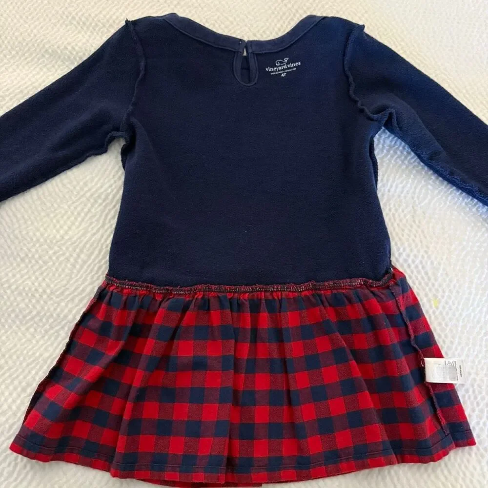Vineyard Vines | Buffalo Plaid Dress | Navy Red Cotton | Girls 4T